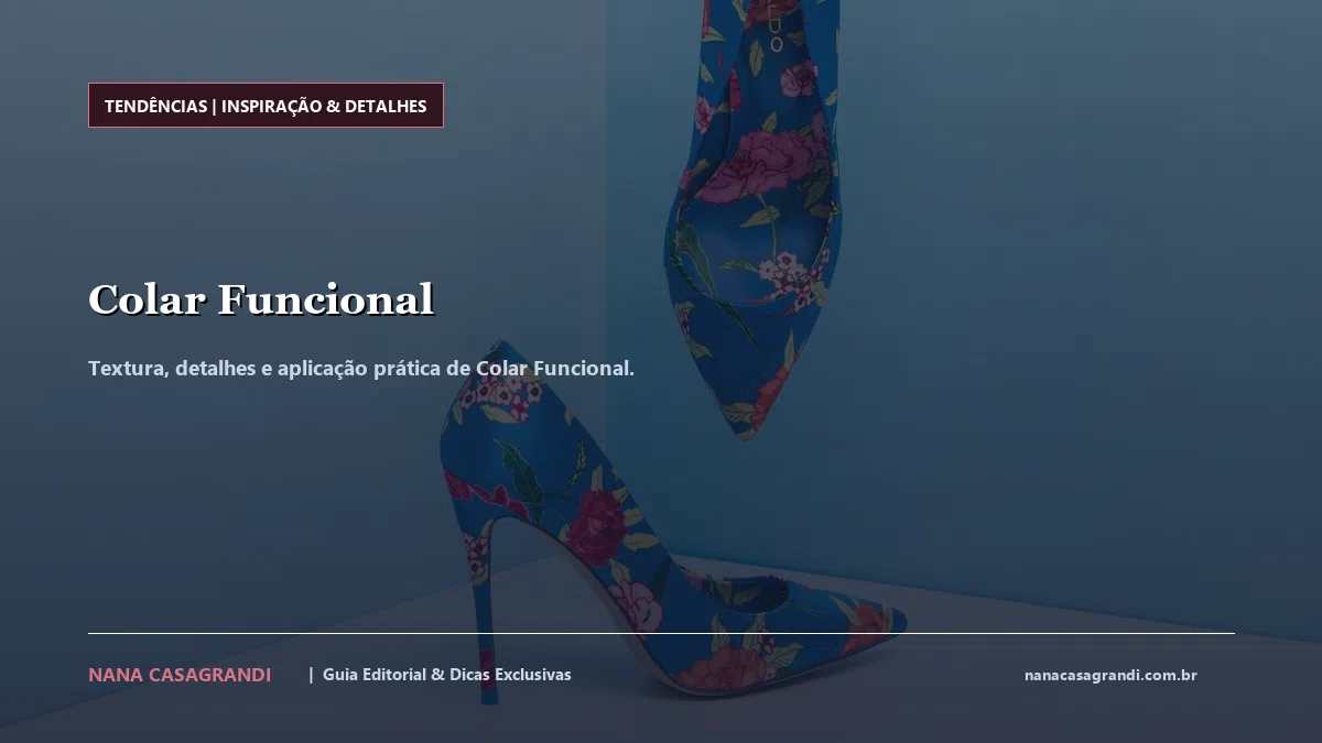 Detalhes de textura e aplicação do Colar Funcional
