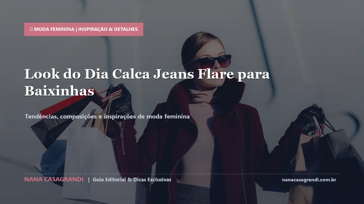 Detalhes de textura e aplicação do Calça Jeans Flare para Baixinhas