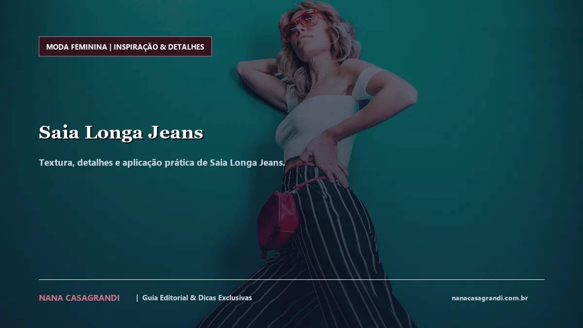 Detalhes de textura e aplicação do Saia Longa Jeans